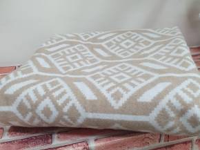 Одеяло байковое 140*205 жаккард "Норвежские узоры" цв. беж (Россия ВВТ)