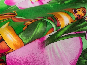 Поплин набивной рисунок 3947/1 Орхидеи в саду ширина 220см