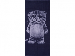 6с102.411ж1 Кот печалька (т.синий) Полотенце махровое 67х150см