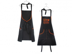 Ф/22С5/1761-0/чёрный/шефнакухне/оранжевый Фартук 85*69