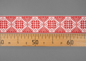 50мм. 91720/50 ЛЕНТА ОТДЕЛОЧНАЯ ЖАККАРДОВАЯ белый с красным*37, 50мм (рул.50м)