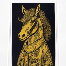 6с102.411ж1 Конь в пальто(т.желтый) Полотенце махровое 67х150см