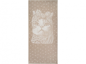 6с102.511ж2 Кошка в горошек(лен3) Полотенце махровое 67х150см