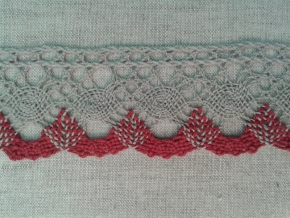 К-035-74-3/8 Кружево 35мм, льняной/малиновый