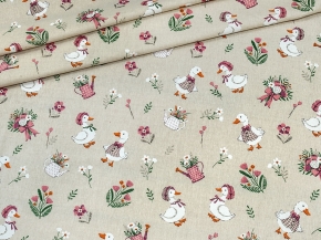 Ткань бельевая арт 2-21 п/лен кисл лен 30%, хл.70%, пл.140г, рис. 1739/1 Гуси-Прованс вид 1, 150см