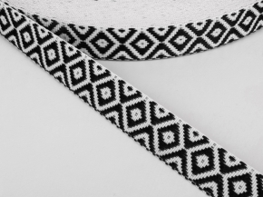 23мм. 90212 ЛЕНТА ОТДЕЛОЧНАЯ белый с черным*856, 23мм (рул.50м)