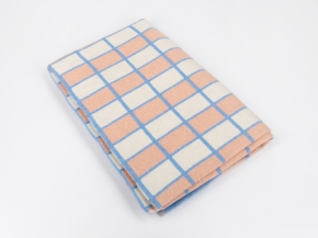 Одеяло байковое 140*205  клетка цв. бело-сине-оранжевая (Россия ВВТ)