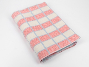 Одеяло байковое 140*205  клетка цв. бело-розово-сине-голубая (Россия ВВТ)