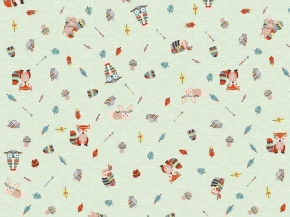 12с12 Фланель набивная  175~5 г/м2 грунт рис.793/2п Лесная история, 90см