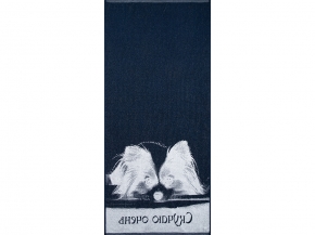 6с102.411ж1 Скучаю очень (темно-синий2) Полотенце махровое 67х150см