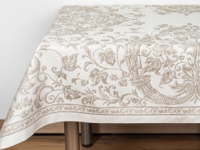07С-36ЯК Скатерть 140*170 "Шитье" цв. бежевый/серый
