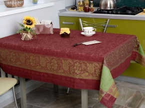 07с36 ЯК Скатерть 140*220 "Бабочки" цв.бордо с зеленым