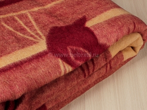 Одеяло шерсть мериноса 100% 230*205 "Кошки" цв бордо