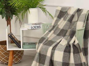 Плед п/шерсть 50% ОП-400 150*210 клетка цв. серый (Россия, Суконная Фабрика)