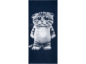 6с102.411ж1 Кот печалька (т.синий2) Полотенце махровое 67х150см