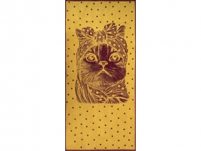 6с102.411ж1 Кошка в горошек(кр.дерево1) Полотенце махровое 67х150см