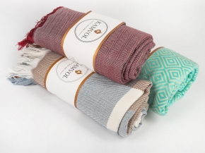 26СП193С-ДЯ Плед п/ш декоративный в/рул 150*220 "Клеточка" цв.кор. бел. гол (7-7)