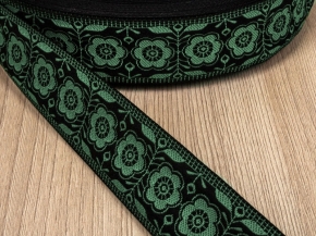 33мм. 4С508Ч-Г50 (рис.3838) ЛЕНТА ОТДЕЛОЧНАЯ черный с зеленым 33мм (рул.50м) /распродажа к/