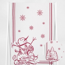 9с23.111ж1 Снеговик и домик1(ДТЭ бордовый Полотенце х/б 50х140см