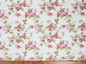Ткань бельевая 17с-1ЯК п/лен набивной рис. Роза прованс на белом, 150см