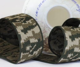 35мм. 16С3923Л-Г50 (рис.9707) ЛЕНТА ЭЛАСТИЧНАЯ ЖАККАРД олива,т-беж,беж, 35мм (рул.20м)