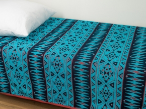 3с109.411ж1 Афро-мотив1(3-бирюзово-т.сини) Плед 208х150 см