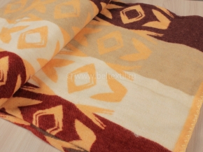 Одеяло п/шерсть 70% 140-205  жаккард  цв .бордо с желтым