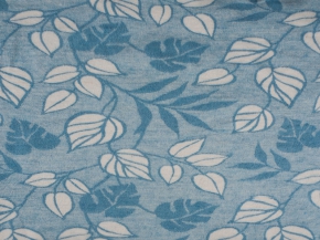 Одеяло п/шерсть 50% 140*205 жаккард Листья цвет голубой