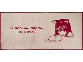 6с102.411ж1 Кошка-аниме (бордо) Полотенце махровое 67х150см