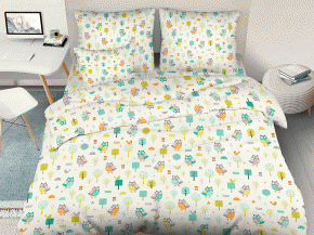 Бязь набивная Классика ГОСТ рис. 9363/1Д Лесные совята, 150см