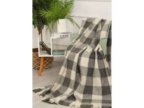 Плед п/шерсть 50% ОП-400 150*210 клетка цв. серый (Россия, Суконная Фабрика)