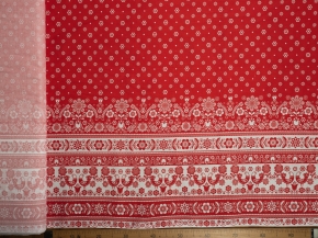 Ткань бельевая 17с-1ЯК  лен 30%, хлопок 70%, пл.145г рис.Мотивы красные, 150см
