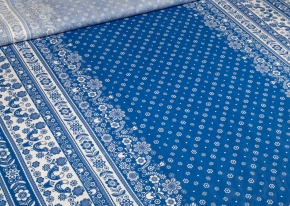 Ткань бельевая 17с-1ЯК  лен 30%, хлопок 70%, пл.145г рис.Мотивы синие, 150см