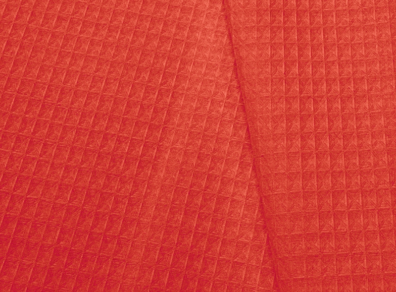 Coral 09. Вафельное полотно крупная клетка. Полотно гладкокрашенное 150 см 240 гр/м2 15с169 7х7 мм. Вафельное полотно красного цвета. Оранжевые вафельная полотно ткань.