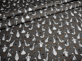 Ткань бельевая арт.17с-1ЯК ширина 150см, лен 30%, хл.70%, пл.145г,  рис. Гусь лапчатый вид 1