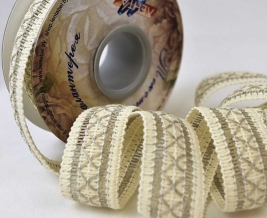 32мм. 5848 ТЕСЬМА ОТДЕЛОЧНАЯ белый со льном*127, 32мм (рул.50м)