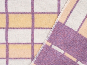 Одеяло байковое 80% 140*205  клетка цв. бело-пес-фиолет  (ВВТ)