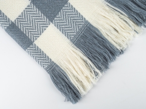 26СП193С-ДЯ Плед п/ш декоративный в/рул 150*220 "Клеточка" цв.бел. гол (2-3)