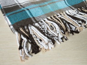 Плед хлопковый 140*200   "Валенсия"  цв. белый-каст-пес-т.бир