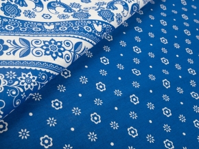Ткань бельевая 17с-1ЯК  лен 30%, хлопок 70%, пл.145г рис.Мотивы синие, 150см