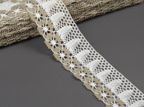 К-067-111-2/3 Кружево 67мм, белый/льняной