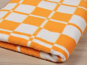 Одеяло байковое 140*205  клетка цв. оранжевый