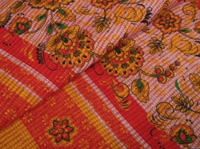 Ткань полотенечная хоз. арт.4С-49ЯК лен 50%, хл. 50%, пл.220г Хохлома  на бордо, 50см