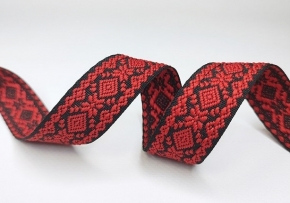 23мм. 9990 ЛЕНТА ОТДЕЛОЧНАЯ ЖАККАРД черный с красным*35, 23мм (рул.50м)