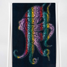 6с102.411ж1 Этно-осминог (темно-синяя радужка) Полотенце махровое 67х150см