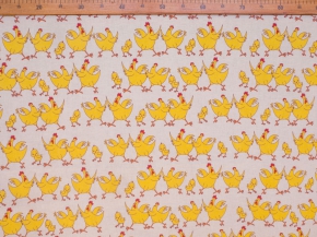 Ткань бельевая арт 175448п/л п/вар. наб 150 см рис 07-17/2 Петушки курочки желт.