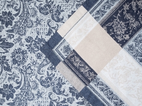 05с28 ЯК Скатерть 150*150 "Орнамент" цвет серый с синим с мережкой