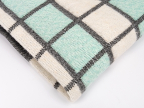 Одеяло п/шерсть 50% Клетка 140*205 ОПШ-1 цв. бело-серо-мятная (Россия ВВТ)