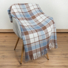 26СП193С-ДЯ Плед п/ш декоративный в/рул 150*220 "Клеточка" цв.кор. бел. гол (7-7)