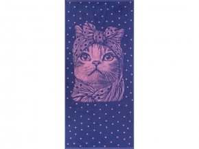 6с102.411ж1 Кошка в горошек(пурпурн3) Полотенце махровое 67х150см